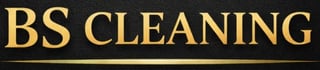 BS Cleaning company name logo with gold text on dark background